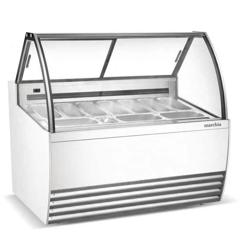 Marchia GIC-10 56" 10 Pan White Gelato Ice Cream Dipping Cabinet Display Freezer - TheChefStore.Com