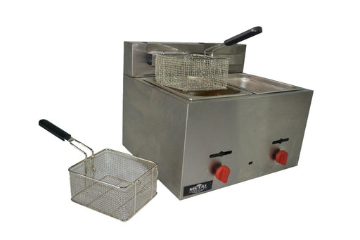 Metal Supreme F2BGVE Gas Countertop Fryer, 2 Baskets, 9 Liters Capacity Each Basket - TheChefStore.Com