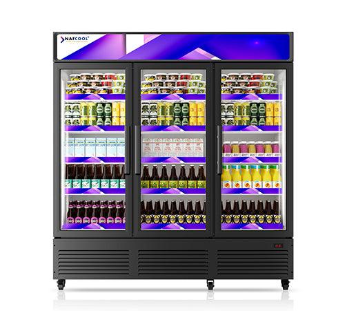 NAFCOOL TGDR70 70" 3 Glass Hinge Door Merchandiser, 57.5 Cu. Ft. - TheChefStore.Com