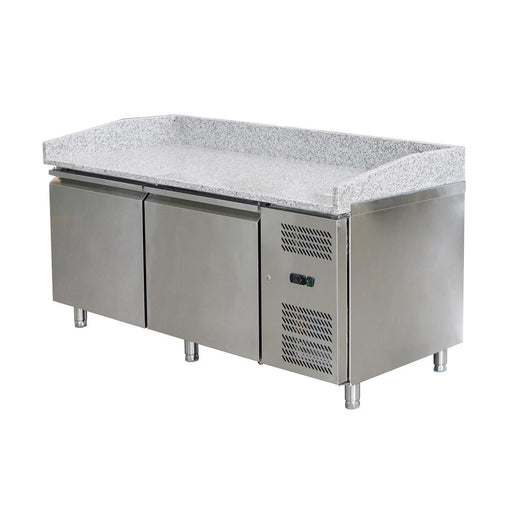 Omcan PT-CN-0580-2 80-inch Granite Top Refrigerated Pizza Prep Table with 2 doors - TheChefStore.Com