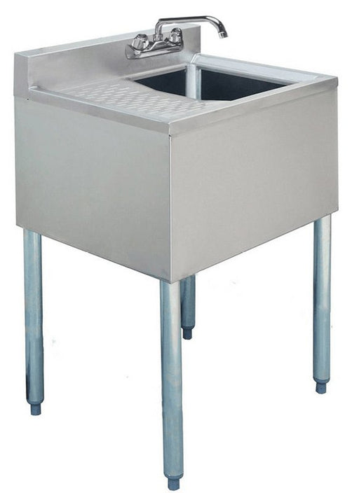 Prepline BAR-1C-L Stainless Steel 1 Bowl Underbar Hand Sink with Faucet and Left Drainboard, 24" x 18" - TheChefStore.Com