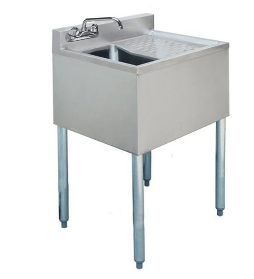 Prepline BAR-1C-R Stainless Steel 1 Bowl Underbar Hand Sink with Faucet and Right Drainboard- 24" x 18" - TheChefStore.Com