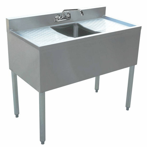 Prepline BAR-2C-LR Stainless Steel 2 Bowl Underbar Hand Sink with Faucet and Two Drainboards, 48" x 18" - TheChefStore.Com