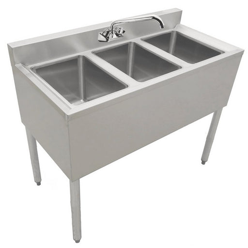 Prepline BAR-3C Stainless Steel 3 Bowl Underbar Hand Sink and Faucet, 36" x 18" - TheChefStore.Com