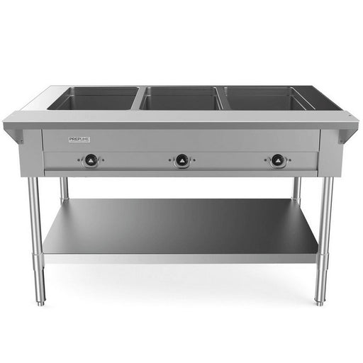 Prepline EST48-3O 48" Three Pan Open Well Gas Hot Food Steam Table with Undershelf - TheChefStore.Com