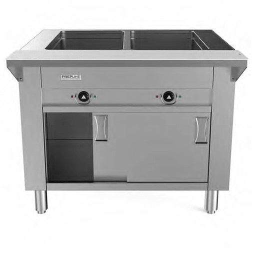 Prepline ESTC30-2S 2" Two Well Electric Hot Food Steam Table with Enclosed Base and Sliding Doors - TheChefStore.Com