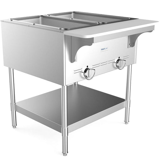 Prepline GST-2OW 30.6" Two Pan Gas Steam Table with Undershelf, Open Well - TheChefStore.Com