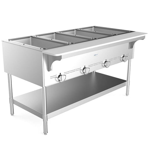 Prepline GST-4OW 58.5" Four Pan Gas Steam Table with Undershelf, Open Well - TheChefStore.Com