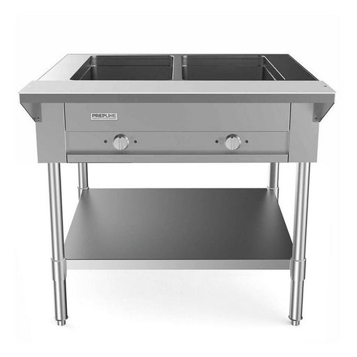 Prepline GST30-2O 32" Two Well Gas Hot Food Steam Table with Undershelf - TheChefStore.Com
