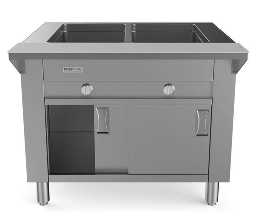 Prepline GSTC30-2O 32" Two Pan Open Well Gas Hot Food Steam Table with Enclosed Base and Sliding Doors - TheChefStore.Com