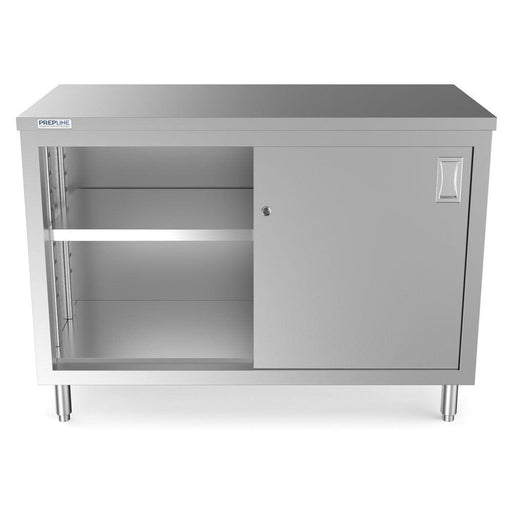 Prepline PC-Series Stainless Steel Enclosed Base Worktable with Sliding Doors with Adjustable Shelf - TheChefStore.Com