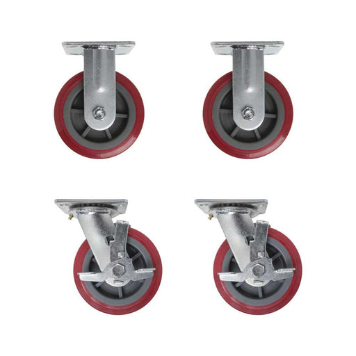 Prepline PFC-4-SBR 4" Red Plate Casters with Side Brake, Set of 4 - TheChefStore.Com