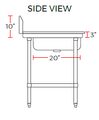 Prepline PSDT-48R 30"D x 48"L Right Side Soiled Dishtable with Pre-Rinse Bowl, NSF Listed - TheChefStore.Com