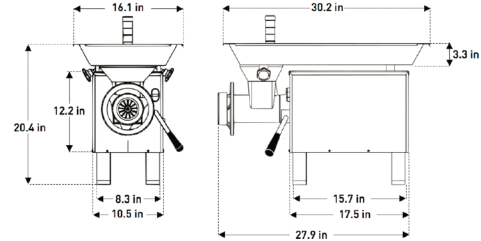 Pro-Cut KG-22-W Meat Grinder 1 HP, 110 V - TheChefStore.Com