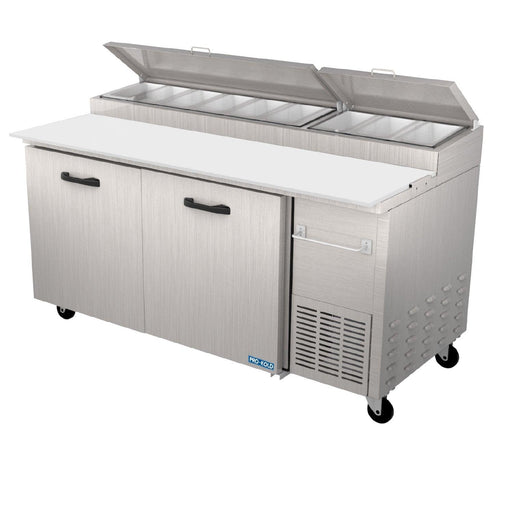 Pro-kold PPT-67-11 67" 2 Door Refrigerated Pizza Prep Table, Stainless Steel Body and Interior Floor - TheChefStore.Com