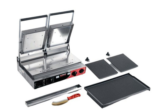 Sirman 34A3335105SI PD R PS 10"x20" Double Panini Grill Removable Plates Grooved Top and Grooved Bottom with Timer 220V - TheChefStore.Com
