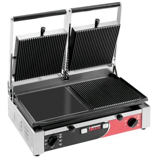 Sirman 34A3631105SI PD M 10"x20" Double Panini Grill Grooved Top, Half Flat and Half Grooved Bottom, with Timer 220V - TheChefStore.Com