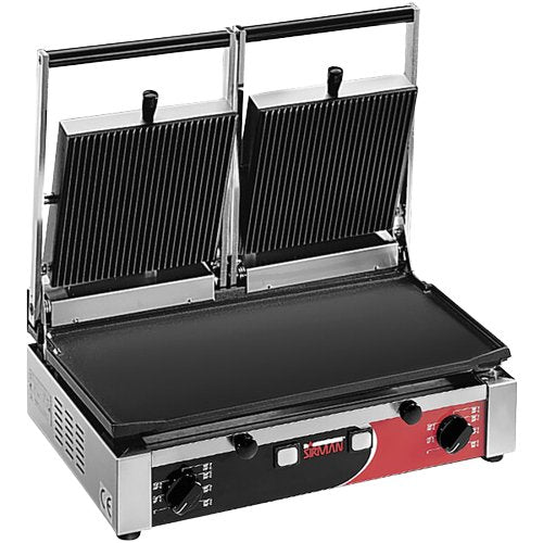 Sirman 34A3661105SI PD L 10"x20" Double Panini Grill Grooved Top and Flat Bottom with Timer 220V - TheChefStore.Com