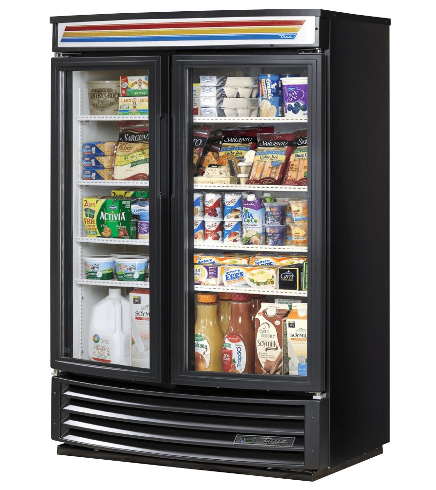 True GDM-35SL-RF-HC-LD Merchandiser Refrigerator, 39 3/4" Wide, 2 Doors, 4 Shelves - TheChefStore.Com