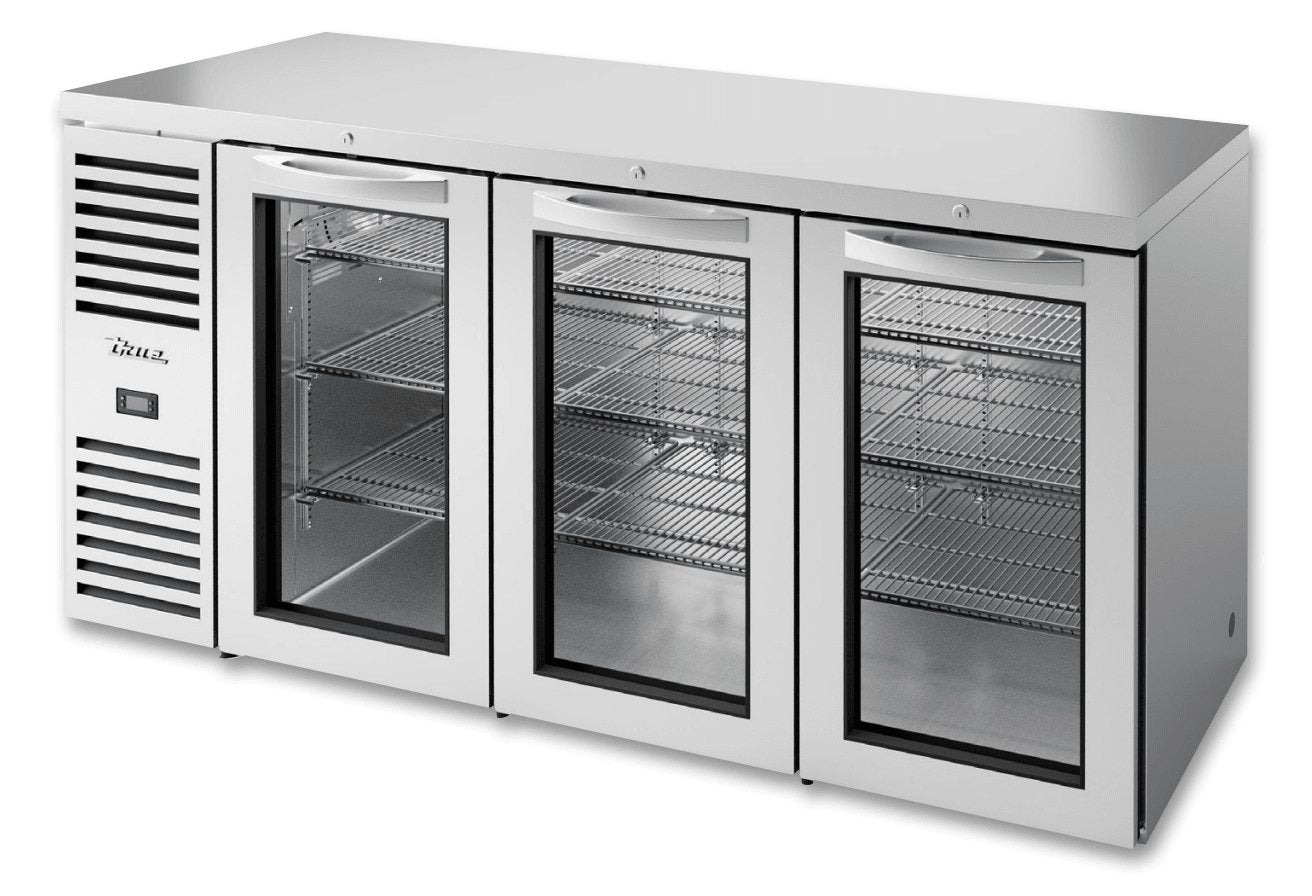 True TBR72-RISZ1-L-S-GGG-1 Back Bar Cooler, 72" Wide, 3 Doors - TheChefStore.Com