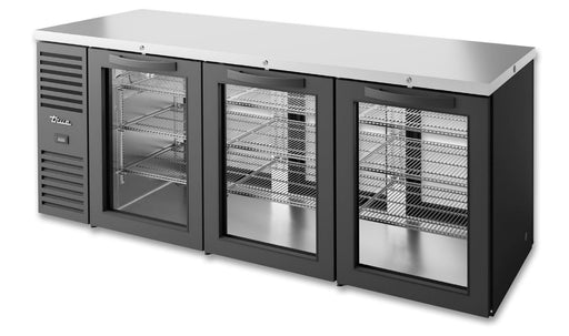 True TBR84-PTSZ1-L-B-GGG-GGG-1 Pass-Thru Back Bar Cooler, 84" Wide, 3 Doors - TheChefStore.Com