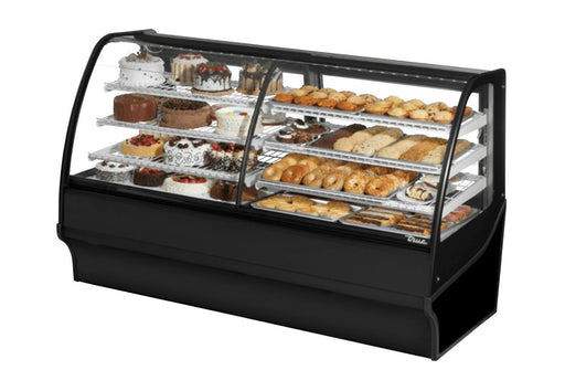 True TDM-DZ-77-GE/GE-B-W Refrigerated and Non Refrigerated Display Case, 77 1/4" Wide, 2 Doors, 6 Shelves - TheChefStore.Com