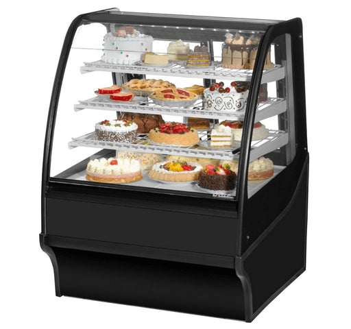 True TDM - R - 36 - GE/GE - B - W Refrigerated Bakery Display Case, 36 1/4" Wide, 2 Doors, 3 Shelves