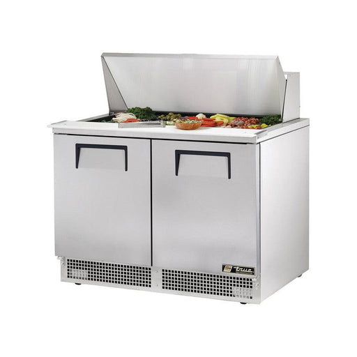 True TFP-48-18M Sandwich Prep Table, 48 1/8" Wide, 2 Doors, 4 Shelves, 18 Pans (Tops) - TheChefStore.Com