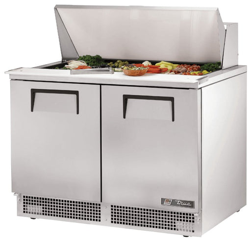 True TFP-48-18M Sandwich Prep Table, 48 1/8" Wide, 2 Doors, 4 Shelves, 18 Pans (Tops) - TheChefStore.Com