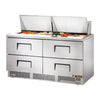 True TFP-64-24M-D-4 Sandwich Prep Table, 64 1/8" Wide, 24 Pans (Tops) - TheChefStore.Com