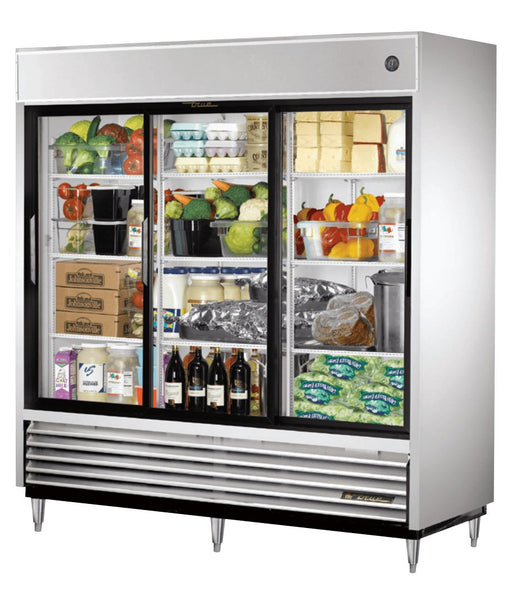 True TSD-69G-LD Reach-In Refrigerator, 78 1/8" Wide, 3 Doors, 9 Shelves, TSD Series - TheChefStore.Com