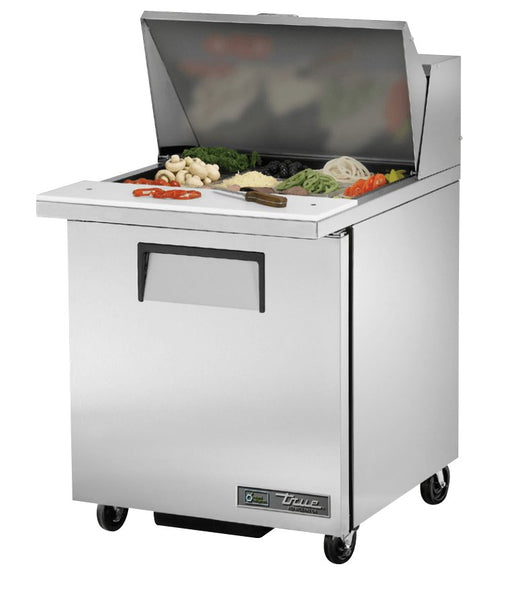 True TSSU-27-12M-B-HC Sandwich Prep Table, 27 5/8" Wide, 1 Door, 2 Shelves, 12 Pans (Tops) - TheChefStore.Com