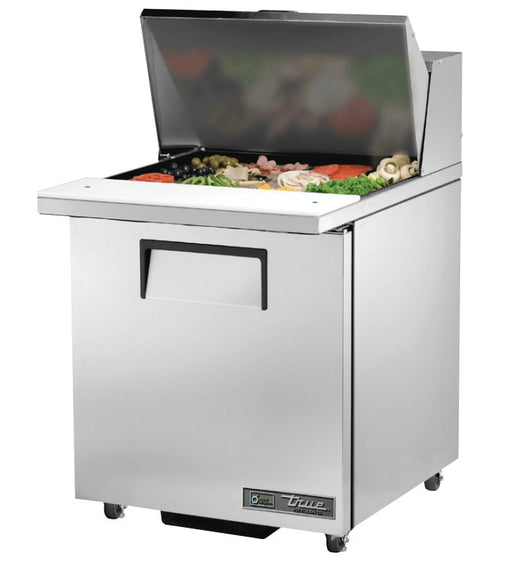 True TSSU-27-12M-C-ADA-HC Sandwich Prep Table, 275/8" Wide, 1 Door, 2 Shelves, 12 Pans (Tops) - TheChefStore.Com