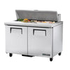 True TSSU-48-12-HC Sandwich Prep Table, 48 3/8" Wide, 2 Doors, 4 Shelves, 12 Pans (Tops) - TheChefStore.Com