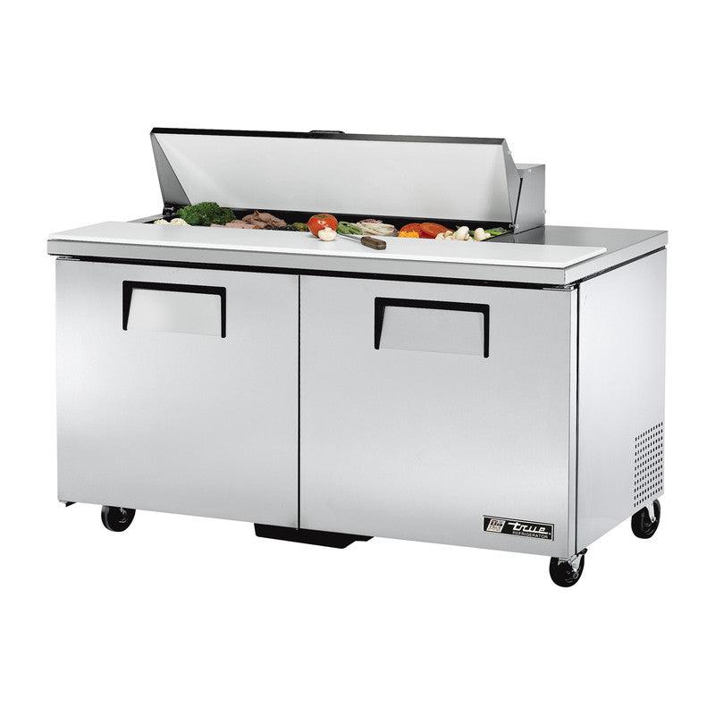 True TSSU-60-12-HC Sandwich Prep Table, 60 3/8" Wide, 2 Doors, 4 Shelves, 12 Pans (Tops) - TheChefStore.Com