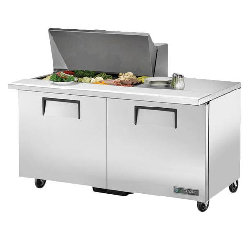 True TSSU-60-15M-B-HC Sandwich Prep Table, 60 3/8" Wide, 2 Doors, 4 Shelves, 15 Pans (Tops) - TheChefStore.Com