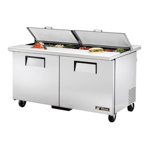 True TSSU-60-16-DS-ST-HC Sandwich Prep Table, 60 3/8" Wide, 2 Doors, 4 Shelves, 16 Pans (Tops) - TheChefStore.Com