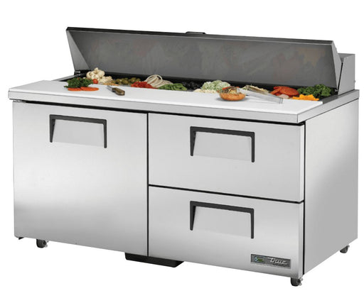 True TSSU-60-16D-2-ADA-HC Sandwich Prep Table, 60 3/8" Wide, 1 Door, 2 Shelves, 16 Pans (Tops) - TheChefStore.Com