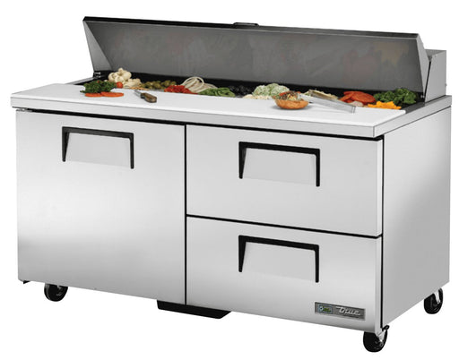 True TSSU-60-16D-2-HC Sandwich Prep Table, 60 3/8" Wide, 1 Door, 2 Shelves, 16 Pans (Tops) - TheChefStore.Com