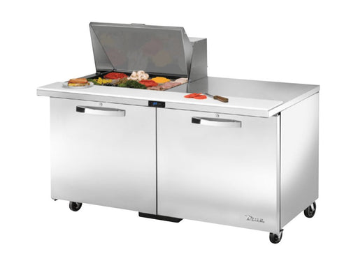 True TSSU-60-18M-B-ADA-HC~SPEC3 Sandwich Prep Table, 60 3/8" Wide, 2 Doors, 4 Shelves, 18 Pans (Tops) - TheChefStore.Com