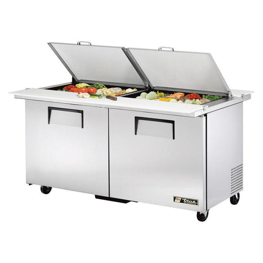 True TSSU-60-24M-B-DS-ST-HC Sandwich Prep Table, 60 3/8" Wide, 2 Doors, 4 Shelves, 24 Pans (Tops) - TheChefStore.Com