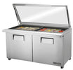 True TSSU-60-24M-B-ST-FGLID-HC~SPEC3 Sandwich Prep Table, 60 3/8" Wide, 2 Doors, 4 Shelves, 24 Pans (Tops) - TheChefStore.Com