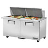 True TSSU-60-24M-B-ST-HC Sandwich Prep Table, 60 3/8" Wide, 2 Doors, 4 Shelves, 24 Pans (Tops) - TheChefStore.Com