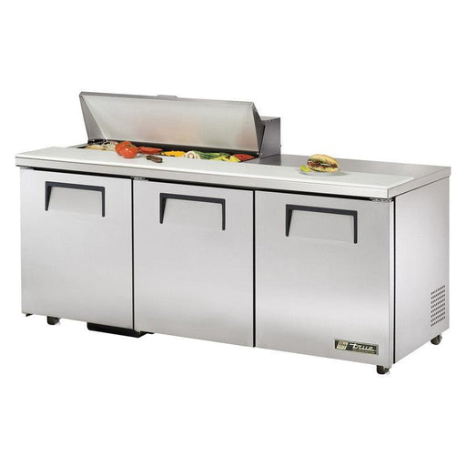 True TSSU-72-10-ADA-HC Sandwich Prep Table, 723/8" Wide, 3 Doors, 6 Shelves, 10 Pans (Tops) - TheChefStore.Com