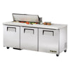 True TSSU-72-10-HC~SPEC3 Sandwich Prep Table, 72 3/8" Wide, 3 Doors, 6 Shelves, 10 Pans (Tops) - TheChefStore.Com