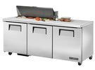 True TSSU-72-10-HC~SPEC3 Sandwich Prep Table, 72 3/8" Wide, 3 Doors, 6 Shelves, 10 Pans (Tops) - TheChefStore.Com