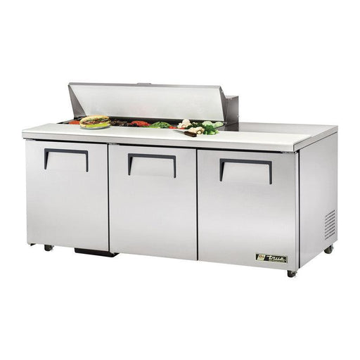 True TSSU-72-12-ADA-HC Sandwich Prep Table, 723/8" Wide, 3 Doors, 6 Shelves, 12 Pans (Tops) - TheChefStore.Com