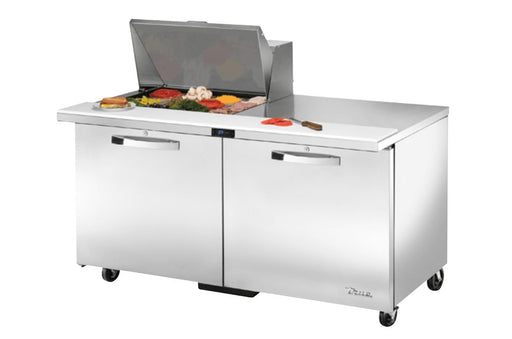 True TSSU-72-12M-B-HC~SPEC3 Sandwich Prep Table, 72 3/8" Wide, 3 Doors, 6 Shelves, 12 Pans (Tops) - TheChefStore.Com