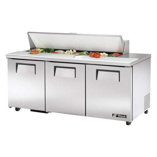 True TSSU-72-16-ADA-HC Sandwich Prep Table, 723/8" Wide, 3 Doors, 6 Shelves, 16 Pans (Tops) - TheChefStore.Com