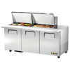 True TSSU-72-24M-B-ST-HC Sandwich Prep Table, 72 3/8" Wide, 3 Doors, 6 Shelves, 24 Pans (Tops) - TheChefStore.Com